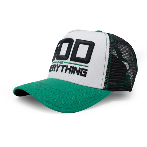 "God Over Everything" Trucker hat white/green