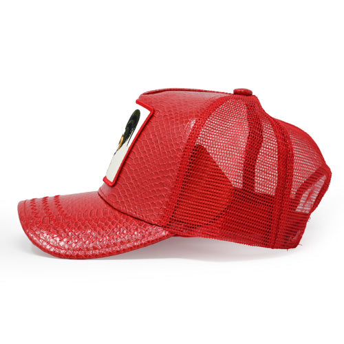 Sombrero Estrella Dorada - Gorra Trucker Hat de cuero rojo Gallo