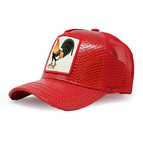 Sombrero Estrella Dorada - Gorra Trucker Hat de cuero rojo Gallo