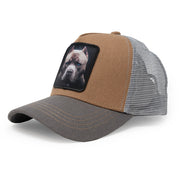 Sombrero Estrella Dorada - Sombrero Trucker Perro Pitbull Marrón/Gris