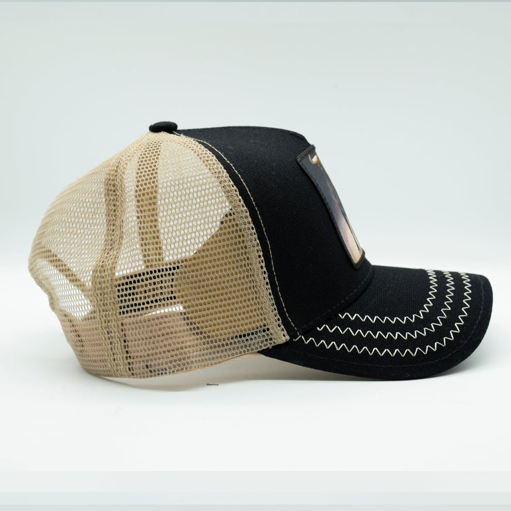 Gold Star Hat - Nuevo sombrero de camionero toro Negro/Beige unisex