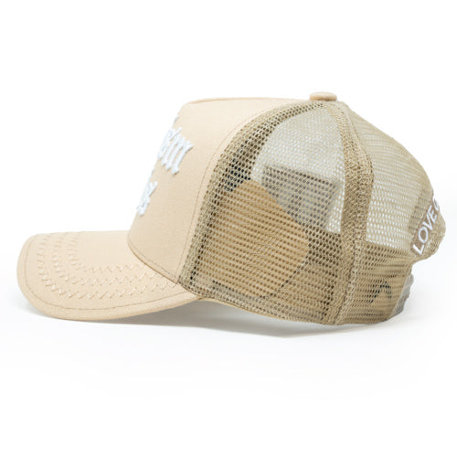 Racism Kills Beige/White trucker hat