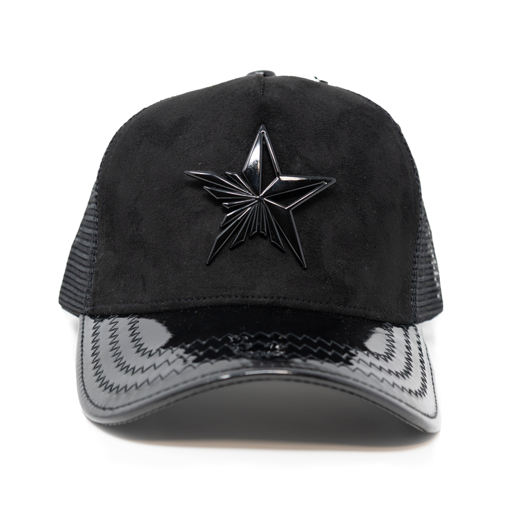 Star Logo all Black velvet trucker Hat