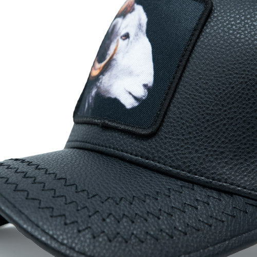 GOAT Black Leather Trucker Hat Cap