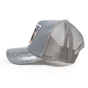 Bull Shiny Leather Grey Trucker Hat