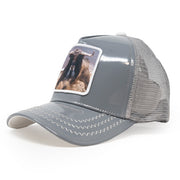 Bull Shiny Leather Grey Trucker Hat