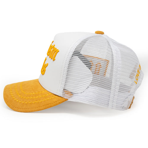 Racism Kills White/Yellow trucker hat