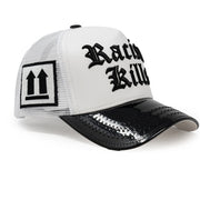 Racism Kills Black/White trucker hat