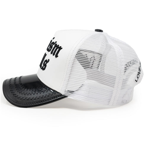 Racism Kills Black/White trucker hat