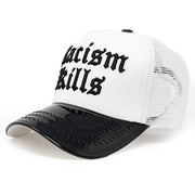 Racism Kills Black/White trucker hat