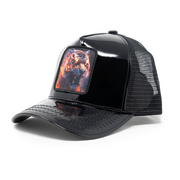 Tiger Shine Leather Black Trucker Hat