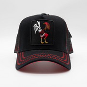 Black/Red Rooster Trucker Hat