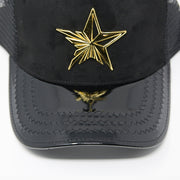 Star Logo Black velvet Trucker Hat Golden Logo