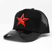 Star Logo Black velvet Trucker Hat Red Logo