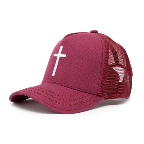 "Cross" Burgundy trucker hat