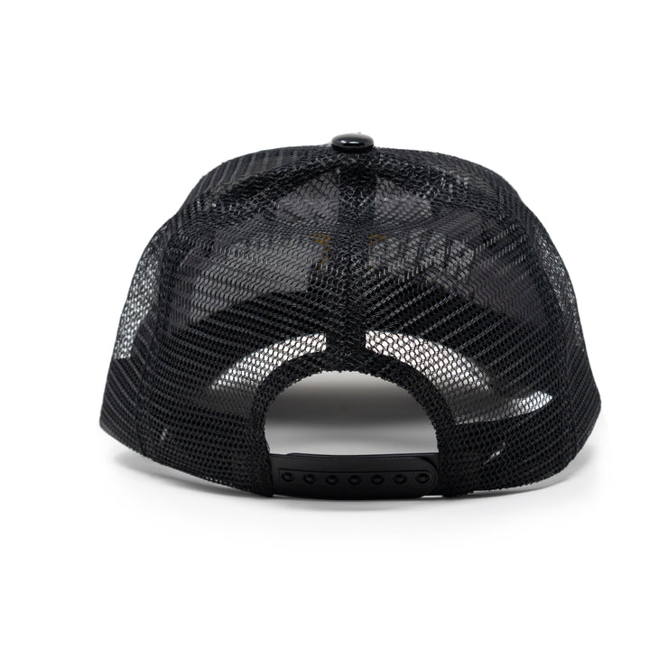 Tiger Shine Leather Black Trucker Hat