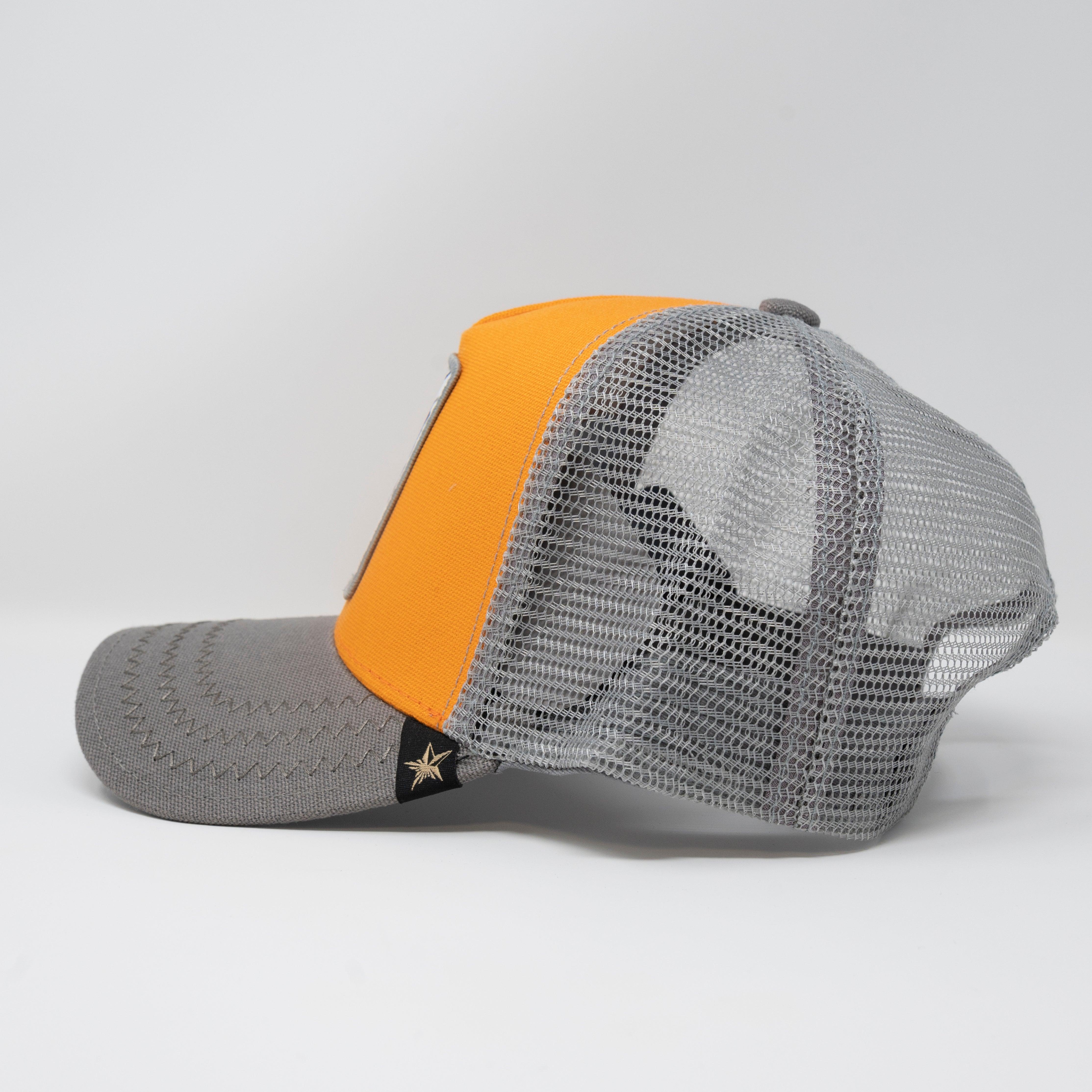 Gold Star Hat - Rooster cockfight Trucker hat Orange/Grey