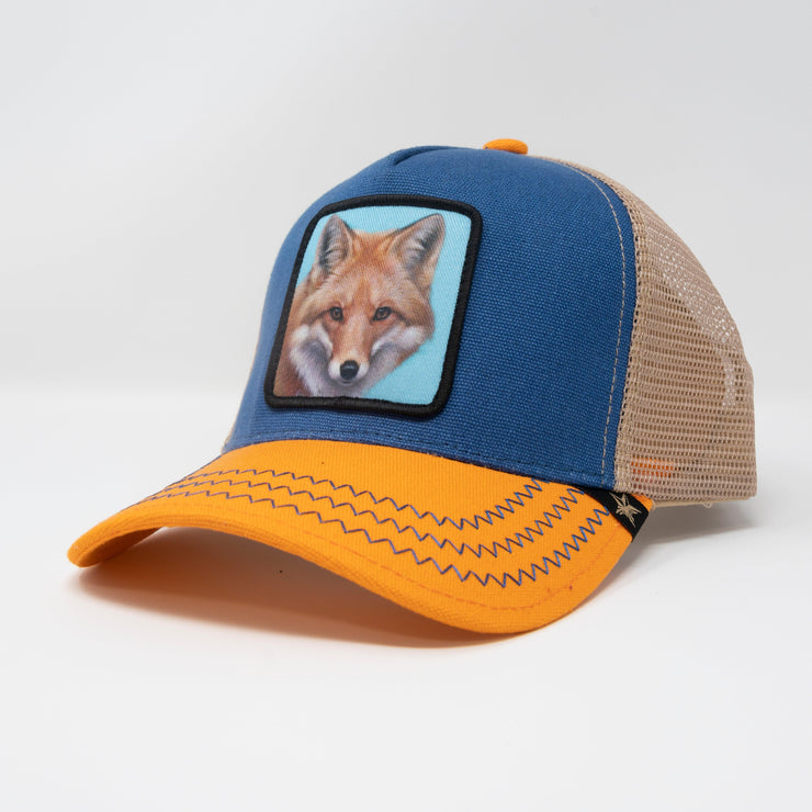 Gold Star Hat - Fox Orange / Blue Trucker hat - Gold Star Hat